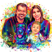 Watercolor Family with Pet Portrait from Photos