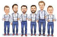 Caricature de garçons d'honneur tenant des boissons