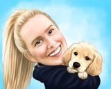 Owner with Labrador Portrait Drawing