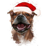 Watercolor Pet Portrait with Santa Hat
