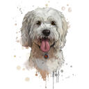 Retrato de acuarela Bichon Toy Dog de fotos en coloración natural