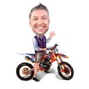 Fotoğraftan Çizilmiş Motosiklet Sürücüsü Karikatürü