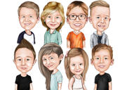 Caricature de groupe d'écoliers à partir de photos dans un style de couleur