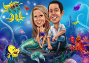 Caricature de couple en personnages de film