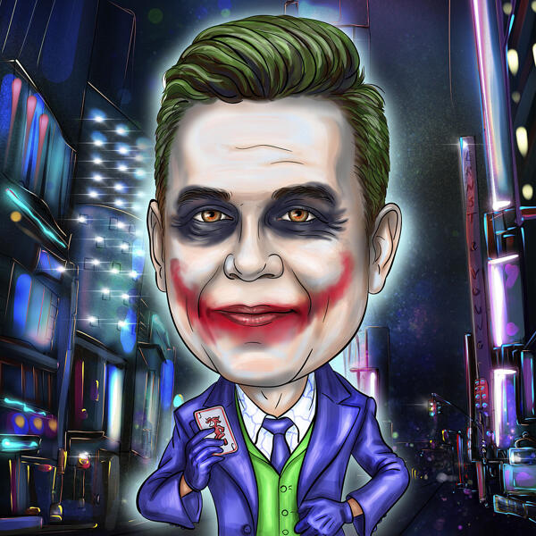 Arkaplanlı Joker Esinli Karikatür