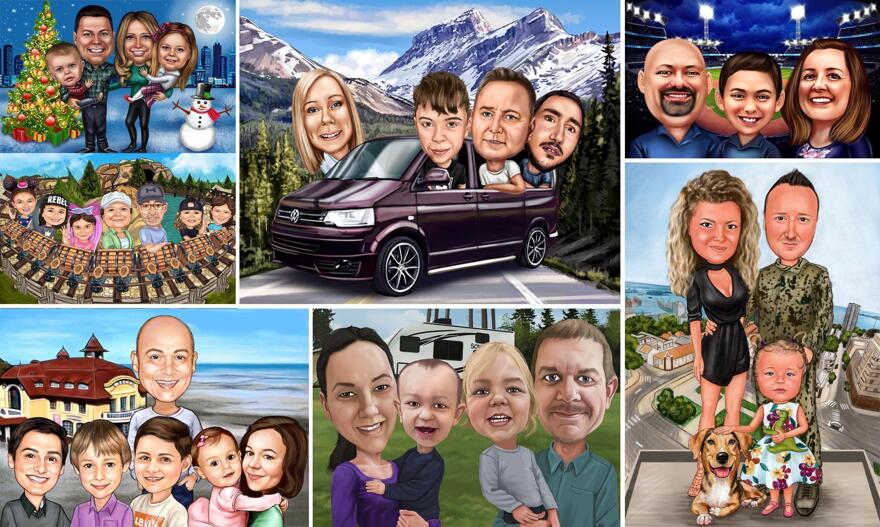 Outdoor Family Caricature