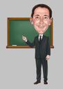 Caricature du corps entier d'un professeur de mathématiques