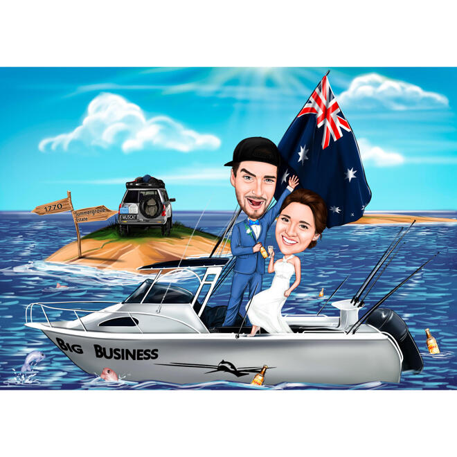Wedding Couple on Boat