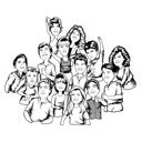 Dibujo de caricatura grupal de contorno