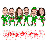 Dancing Elves Caricature - Merry Christmas