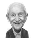 Karikatuurcadeau voor 100-jarig jubileum in zwart-witstijl