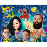 Mermaid Family Caricature