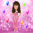 Full Body Colored Caricature for Wine Lovers