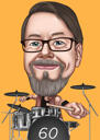 Person with Drum Colored Caricature for Drummer Gift