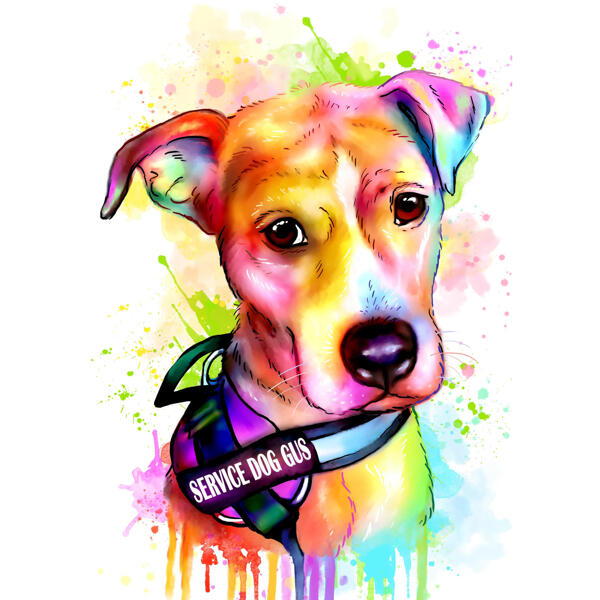 Dienesta suņa akvareļu portrets no fotogrāfijām