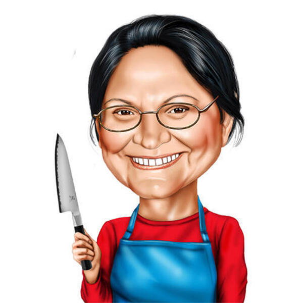 Custom Butcher Caricature in Colored Digital Style from Photos