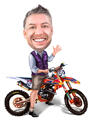 Caricatura de una persona en motocicleta: estilo divertido y exagerado