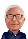 Vectēva karikatūras zīmējums krāsainā stilā no fotoattēla