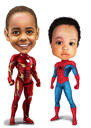 Siblings Full Body Funny Caricature in Color Style
