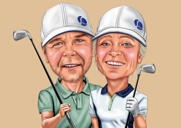 Caricature de couple de golfeur