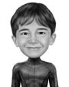 Retrato de caricatura de bebê menino da foto em estilo preto e branco