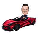 Retrato de Caricatura de Homem Carro