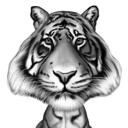 Desen animat cu tigru în stil alb-negru