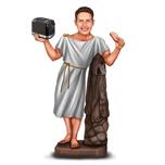 Roman Emperor Caricature with Statue