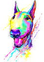 Retrato personalizado de acuarela Bull Terrier de fotos