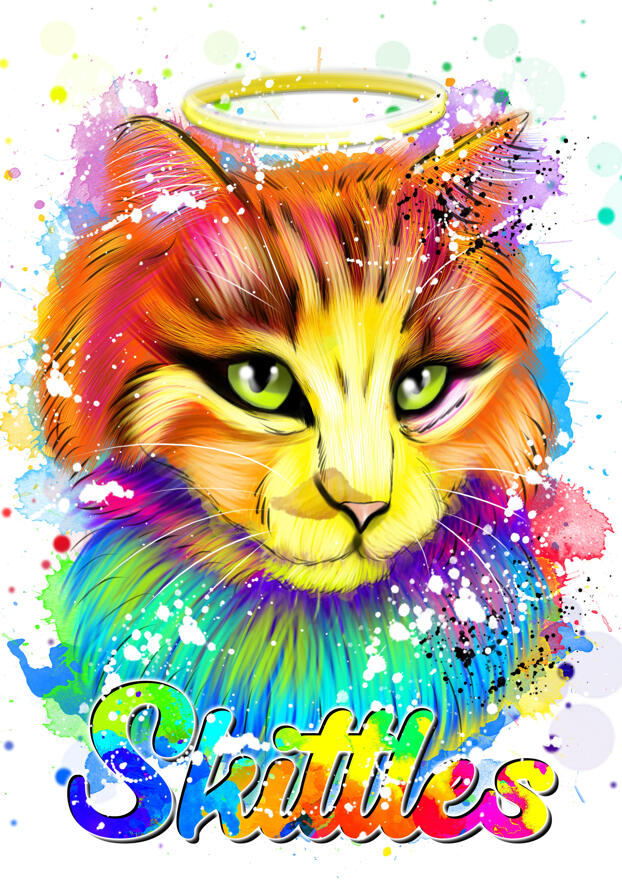 Watercolor Halo Cat Memorial