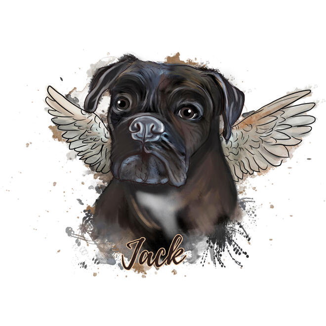 Vzpomínkový portrét boxerského psa v přírodních akvarelových odstínech z personalizované fotografie