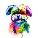 Portret de caricatură de câine Yorkie în stil pastel acuarelă