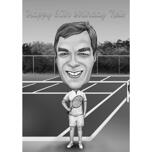 Black and White High Exaggerated Tennis Player