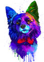 Portret de caricatură cu arc de câine în stil acuarelă din fotografii personalizate