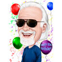 Caricatura para abuelo en estilo a color para regalo de cumpleaños