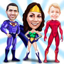 Caricature de super-héros de la famille Big Head à partir de photos