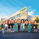 Digital Team Caricature Gift from Photo