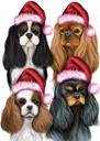 Kerst Huisdieren Groepskarikatuur