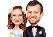 Fotoğraflardan Mutlu 1 Yıldönümü Düğün Renk Stili Karikatürü
