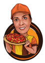 Caricatura di cucina: pizzaiolo dalle foto