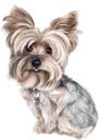 Head and Shoulders Yorkie Cartoon Portrait in Color Style from Photo
