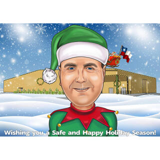 Xmas Employee Caricature from Photos with Background