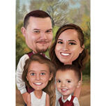 Caricature de Thanksgiving - Dessin animé familial personnalisé à partir de photos