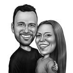 Couple Caricature Black and White Pencils Style