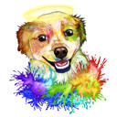 Owner+with+Dogs+Caricature+Portrait+in+Rainbow+Watercolor+Style+from+Photos