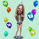 18th Anniversary Birthday Gift Caricature