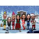 Company Employees Christmas Cartoon Caricature