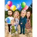 Caricature de famille d'anniversaire d'anniversaire