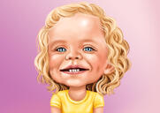 Renkli Stilde Fotoğraftan Elle Çizilmiş Kırıntı Bebek Çocuk Karikatür Portresi