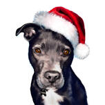 Dibujo animado de perro con gorro de Papá Noel para Navidad
